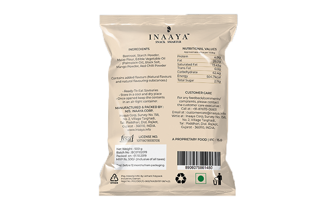 Inaaya Beetroot Chips    Pack  500 grams